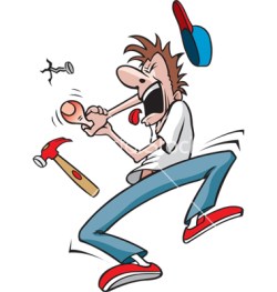 Hammer hitting finger