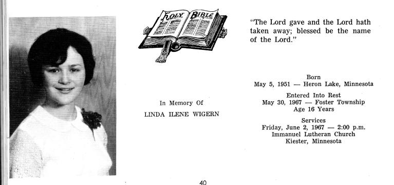 #965 Linda Wigern Memorial..KHS..Kiester, MN 001
