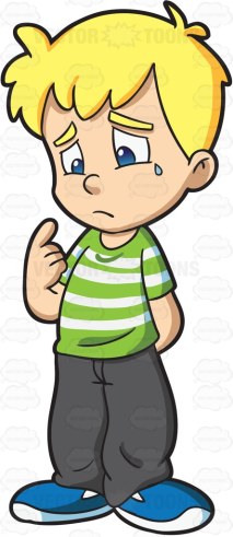 A boy regretting what he has done