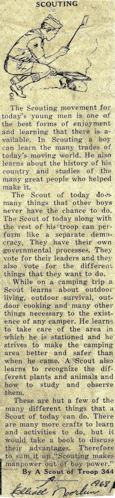 #825 Boy Scout newspaper article by N.E. Noorlun(1968)
