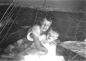 #49=elliott &amp; rosie (circa march 1955) on couch in living room.