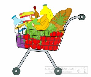 shopping cart full of grocery clipart