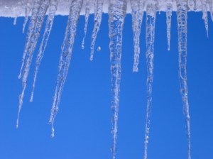 Row of long icicles