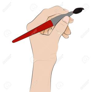 isolated human hand holding brush painting vector