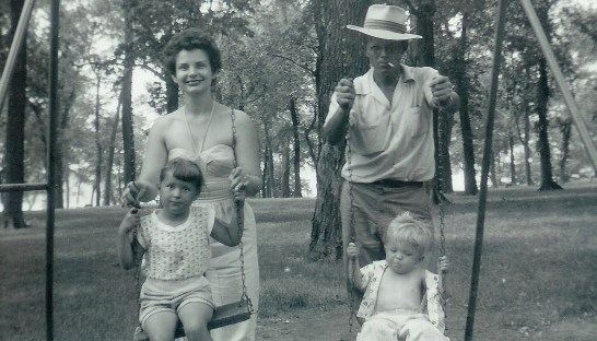 #106=Elliott, Dad, Aunt Bev &amp; Brenda at Phil's Park
