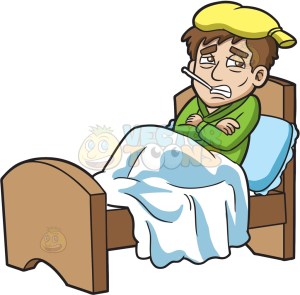 A shivering sick guy resting in bed