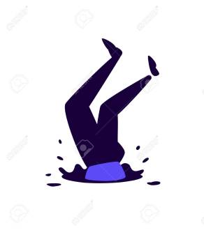 Illustration of a man falling into a pit. Vector illustration. L
