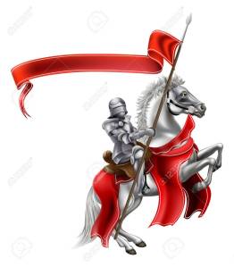 Medieval Flag Knight on Horse
